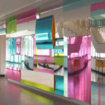 <p><strong>Coating:</strong> <strong>Coloured glazes on mirror, sealed with clear coat, high gloss polished<br />
</strong>Tobias Rehberger, 2011, mirrored wall, Kastanienhofschule Berlin, ca. 16 m x 3 m x 25 cm</p>
